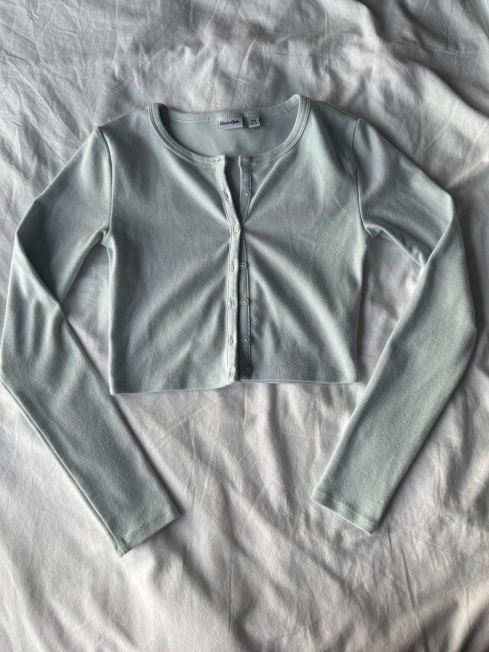 Aritzia Light Blue Brushed Button-Front Cardigan